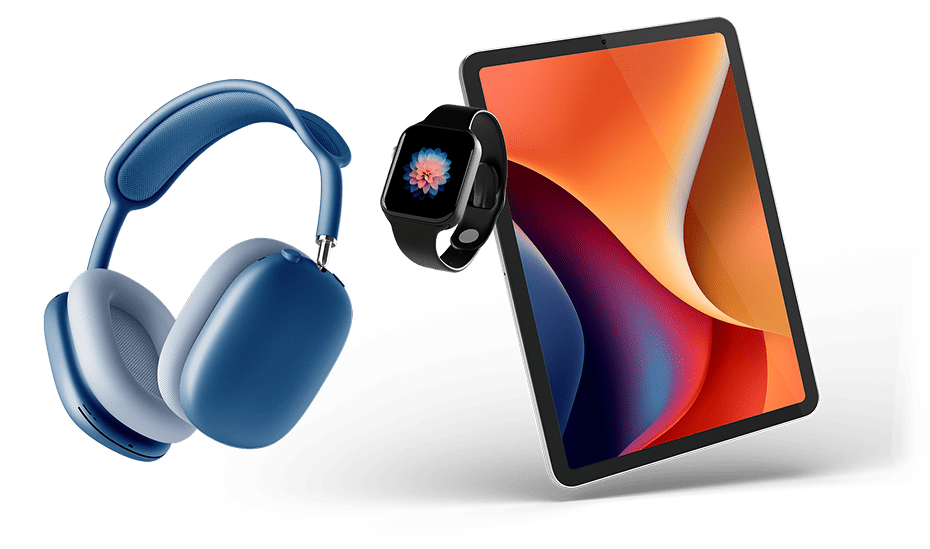 image of ipad, iwatch, and headphone